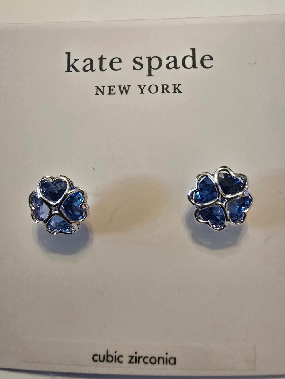 kate spade Blue Clover Crystal Stud Earrings